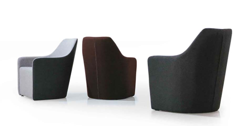 Contemporary Upholstered Barrel Lounge Armchair