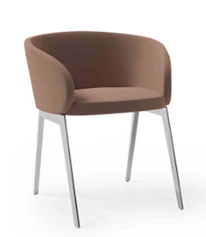 Upholstered Barrel Armchair with Metal Legs