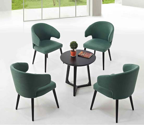 5-Piece Dark Green Upholstered Lounge Conversation Set with Round Side Table