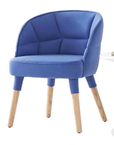 Blue Velvet Upholstered Dining Chair with Integrated Curved Back and Tapered Wood Legs