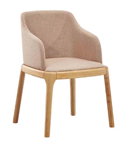 Fabric Upholstered Solid Wood Frame Dining Armchair