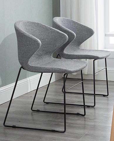 Grey Fabric Wraparound Arm Sled Base Dining Chair