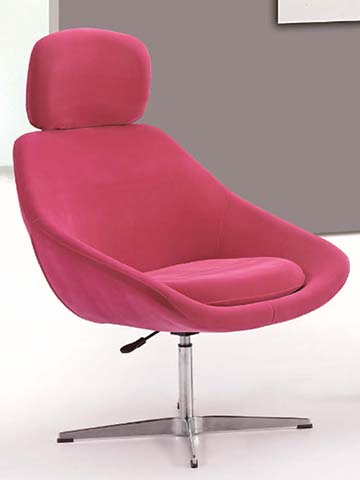Bright Pink Upholstered Swivel Height-Adjustable Lounge Chair