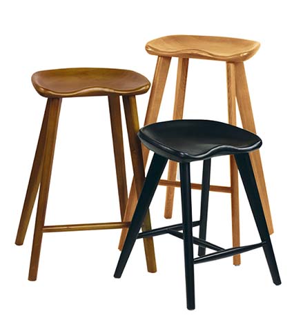 Backless Saddle Seat Solid Wood Bar Stool