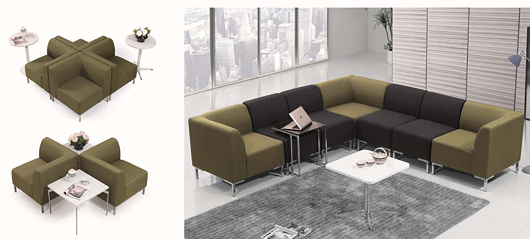 Modular Two-Tone Commercial Office Reception Lounge Sofa Set