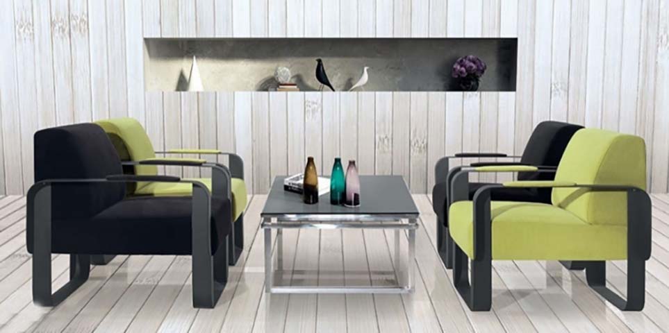 Modern Square Dark Top Chrome Open Base Coffee Table