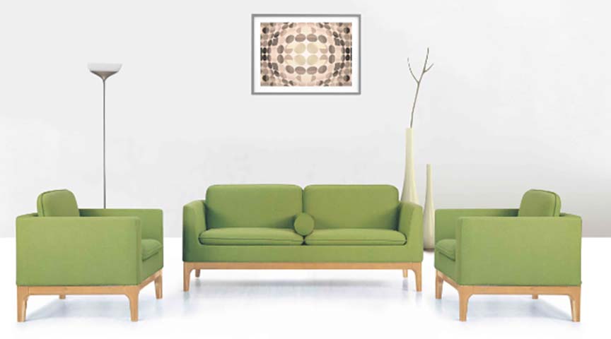 3-Piece Modern Fabric Sofa Set with Light Wood Frame