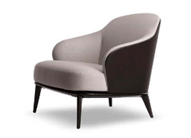 Two-Tone Asymmetrical Wrap-Around Upholstered Lounge Armchair