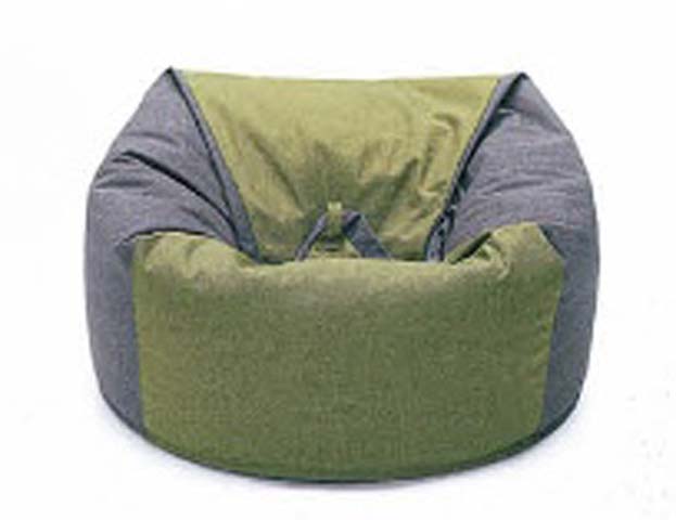 Two-Tone Olive Gray Structured Bean Bag Lounge Chair