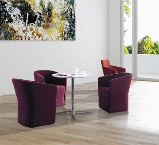 Modern Round Chrome Pedestal Bistro Meeting Table