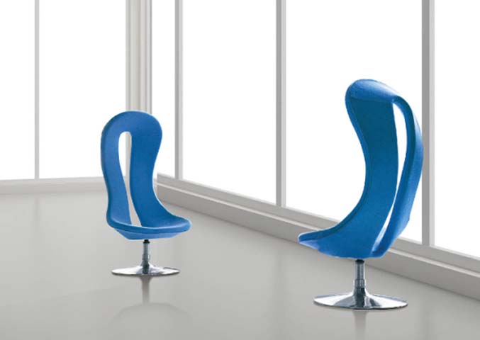 Modern Curved Upholstered Swivel Lounge Chair