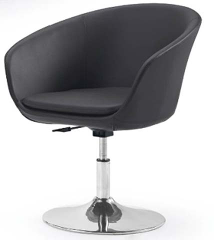 Swivel Tub Lounge Chair with Height Adjustment and Polished Disc Base