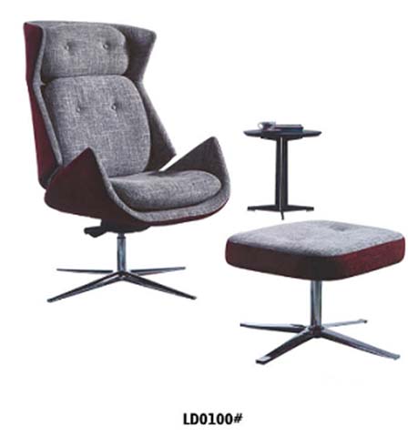 Upholstered Swivel Lounge Chair with Ottoman and Side Table Set