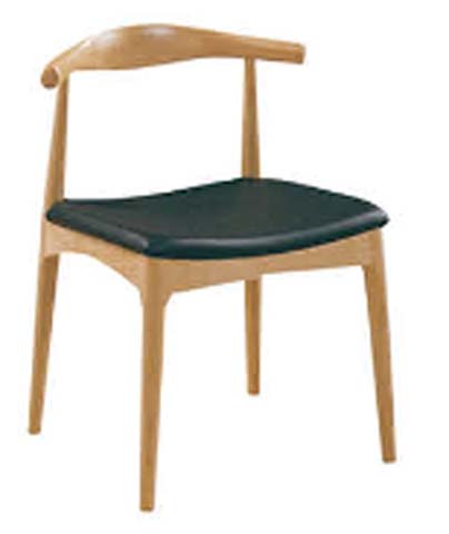 Arched Back Wooden Dining Chair with Black Cushion