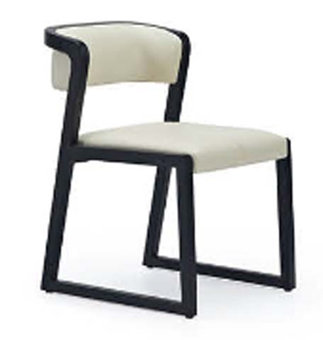 Upholstered Dining Armchair with Black Sled Frame