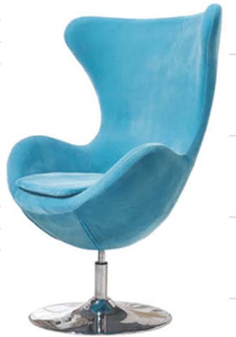 Teal Upholstered Swivel Lounge Chair with Polished Disc Base