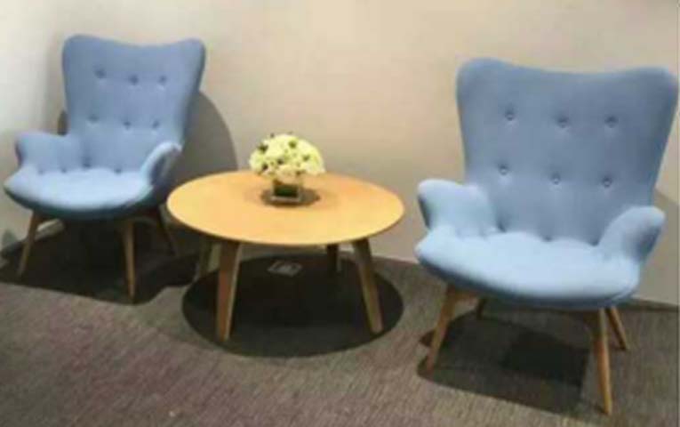Three-Piece Upholstered Lounge Seating Set with Two Armchairs and Round Coffee Table