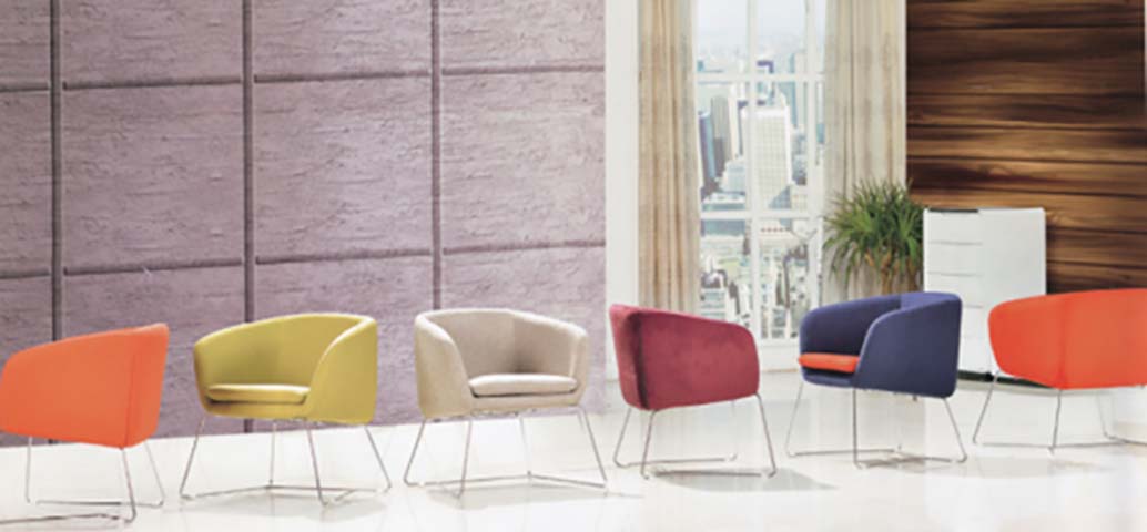Upholstered Tub Lounge Chair with Chrome Sled Base