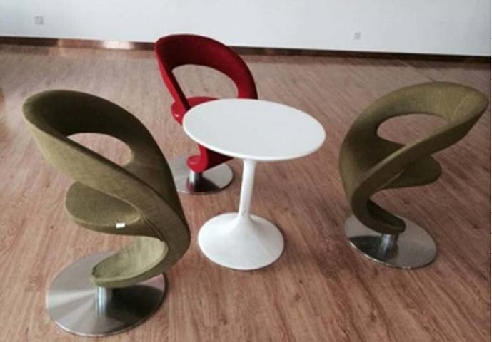 Round Pedestal Bistro Table with Three Swivel Lounge Chairs
