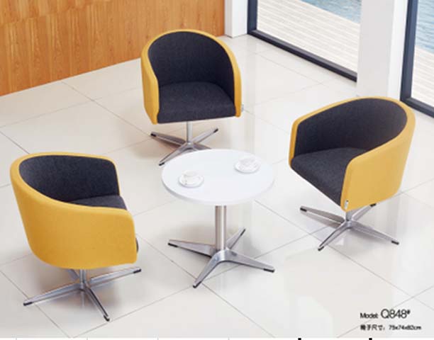 Three-Seat Swivel Lounge Chair Set with Round Pedestal Table