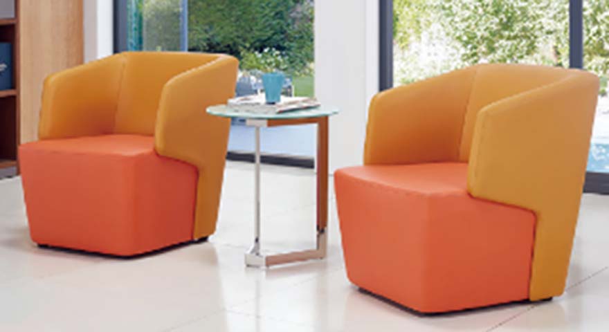 Two-Tone Enclosed Upholstered Lounge Armchair
