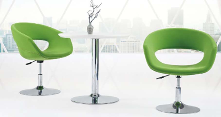 Swivel Height-Adjustable Lounge Tub Chair with Chrome Pedestal Base