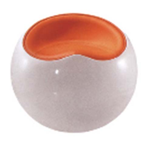 Rounded Upholstered Lounge Stool with Orange Recessed Seat