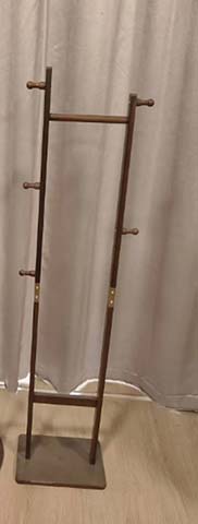 Freestanding Dark Bronze Metal Coat Rack with Six Peg Hooks
