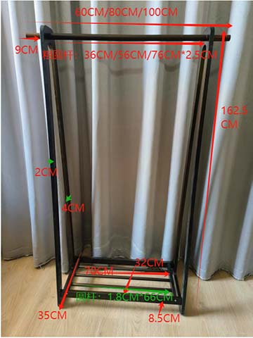 Black Metal Freestanding Garment Rack with Lower Shoe Shelf