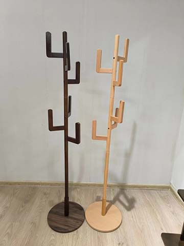 Freestanding Multi-Hook Coat Rack with Round Wooden Base