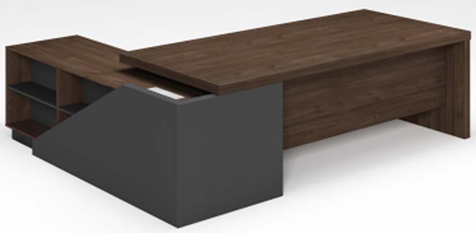 L-Shaped Executive Desk with Left Open Storage Return