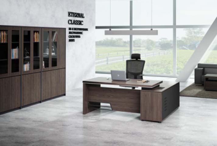 L-Shaped Executive Office Desk with Right Storage Pedestal