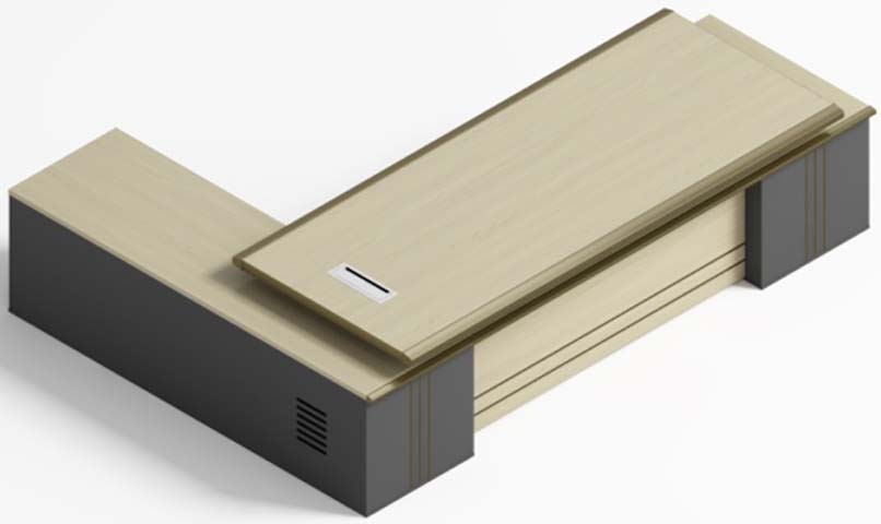 L-Shaped Executive Desk with Storage Return and Integrated Cable Port