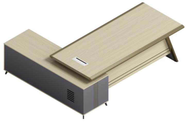 L-Shaped Executive Workstation with Integrated Storage Credenza