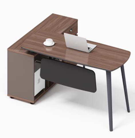 L-Shaped Executive Office Desk with Side Storage Pedestal