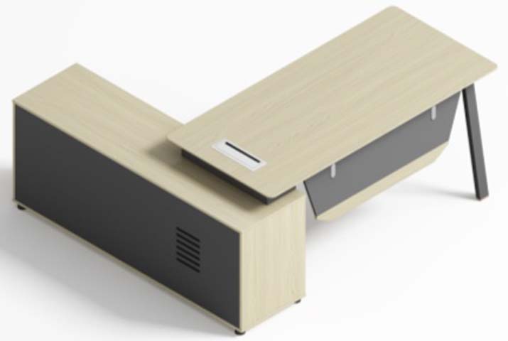 L-Shaped Executive Workstation with Integrated Storage Pedestal