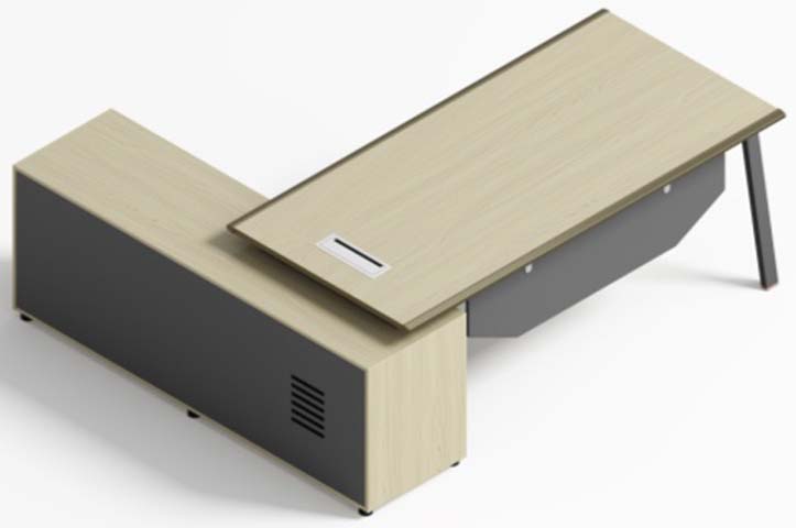 L-Shaped Executive Workstation with Side Storage Cabinet