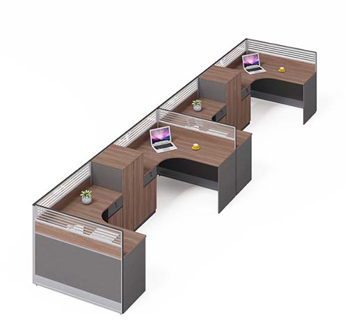 Two-Person Facing L-Shaped Panel Workstation with Dividers and Side Storage