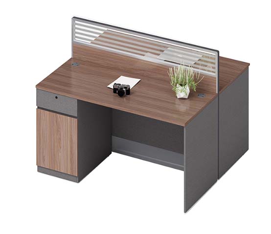 Two-Person Panel-Link Workstation with Storage Pedestal