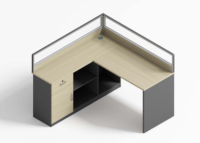 L-Shaped Panel Workstation with Privacy Screen and Integrated Storage