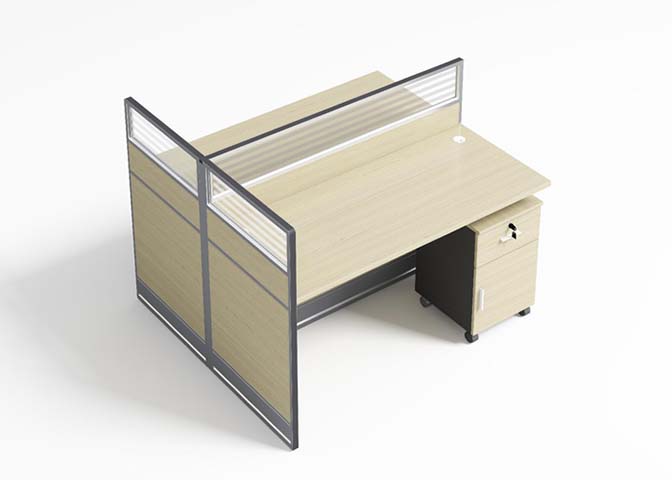 Two-Person Panel Workstation with Mobile Pedestal