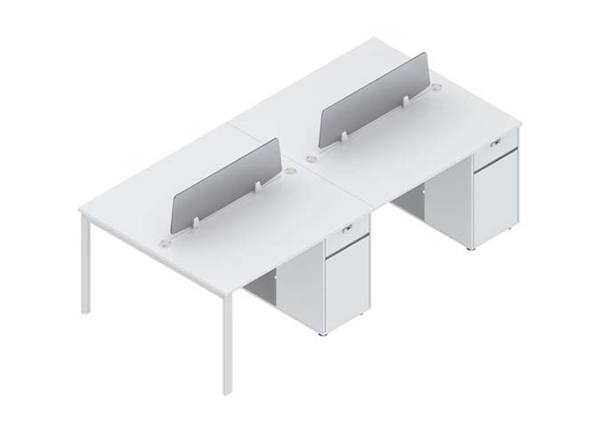 Two-Person Panel-Based Office Workstation with Pedestals