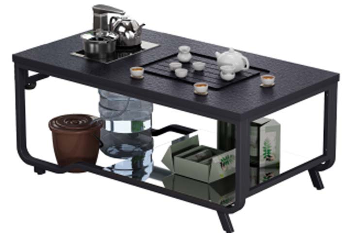 Mobile Tea Brewing Coffee Table with Lower Storage Shelf