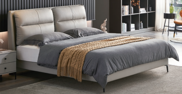 Upholstered Low-Profile Platform Bed with Padded Panel Headboard