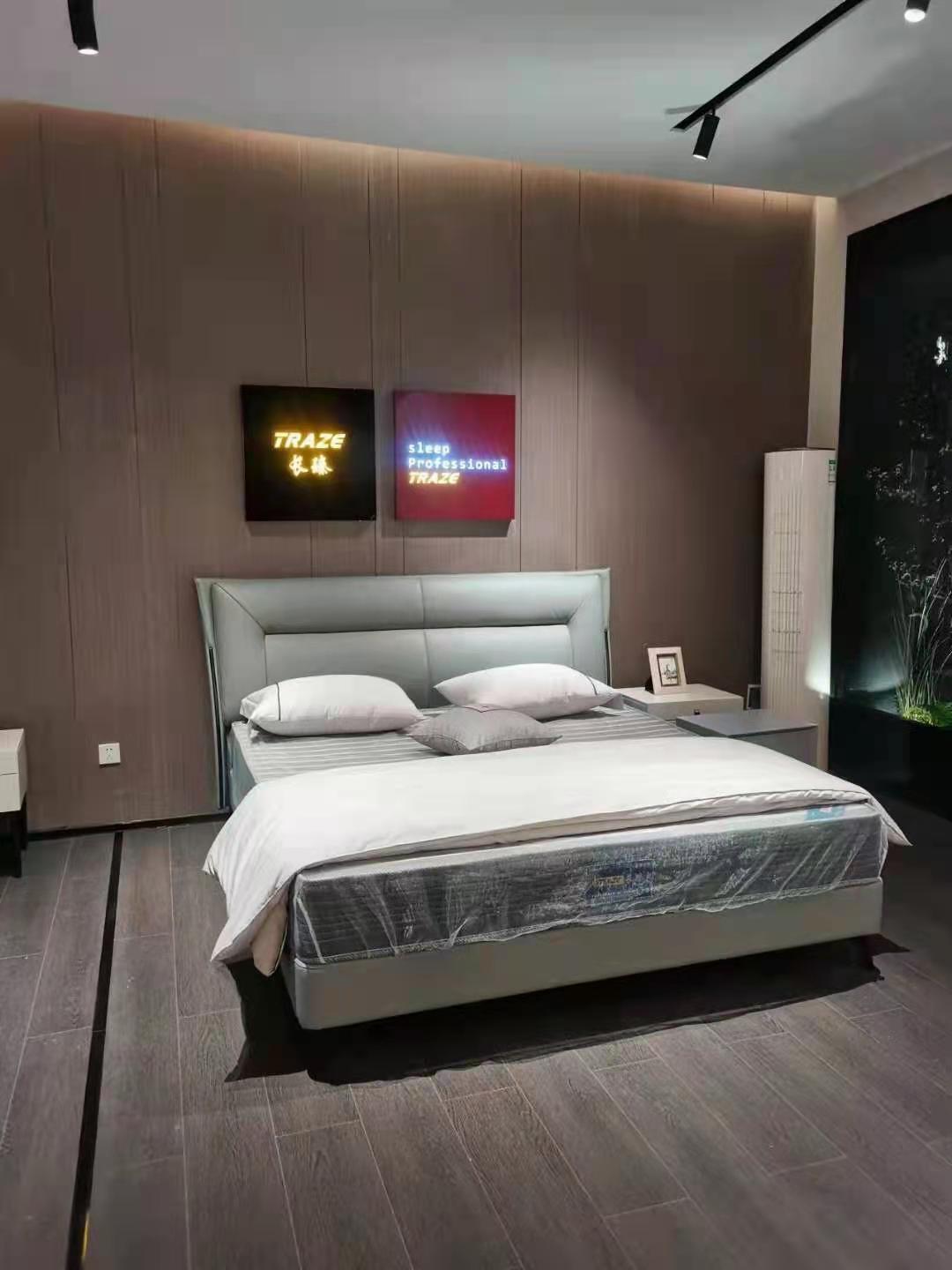 Upholstered Low Profile Queen Size Platform Bed