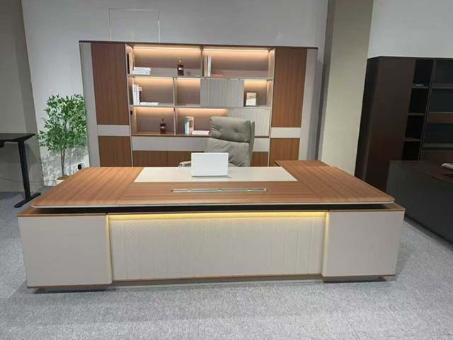 Executive Office Desk with Matching Integrated Back Storage Cabinet