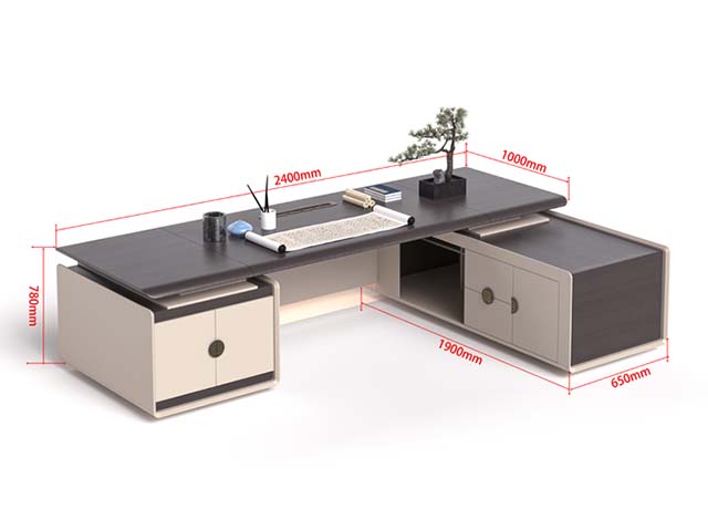 Contemporary Executive Desk with Dual Storage Pedestals