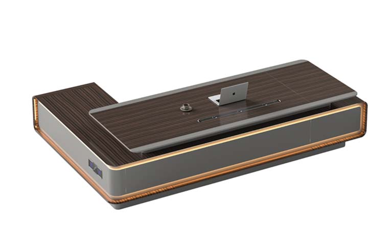 L-Shaped Executive Desk with Integrated Storage and Cable Management
