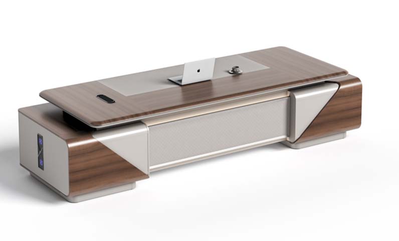 Smart Height-Adjustable Executive Desk with Integrated Control Panel and Cable Management