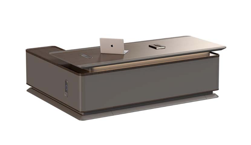 Height-Adjustable Executive Workstation with Integrated Storage Base